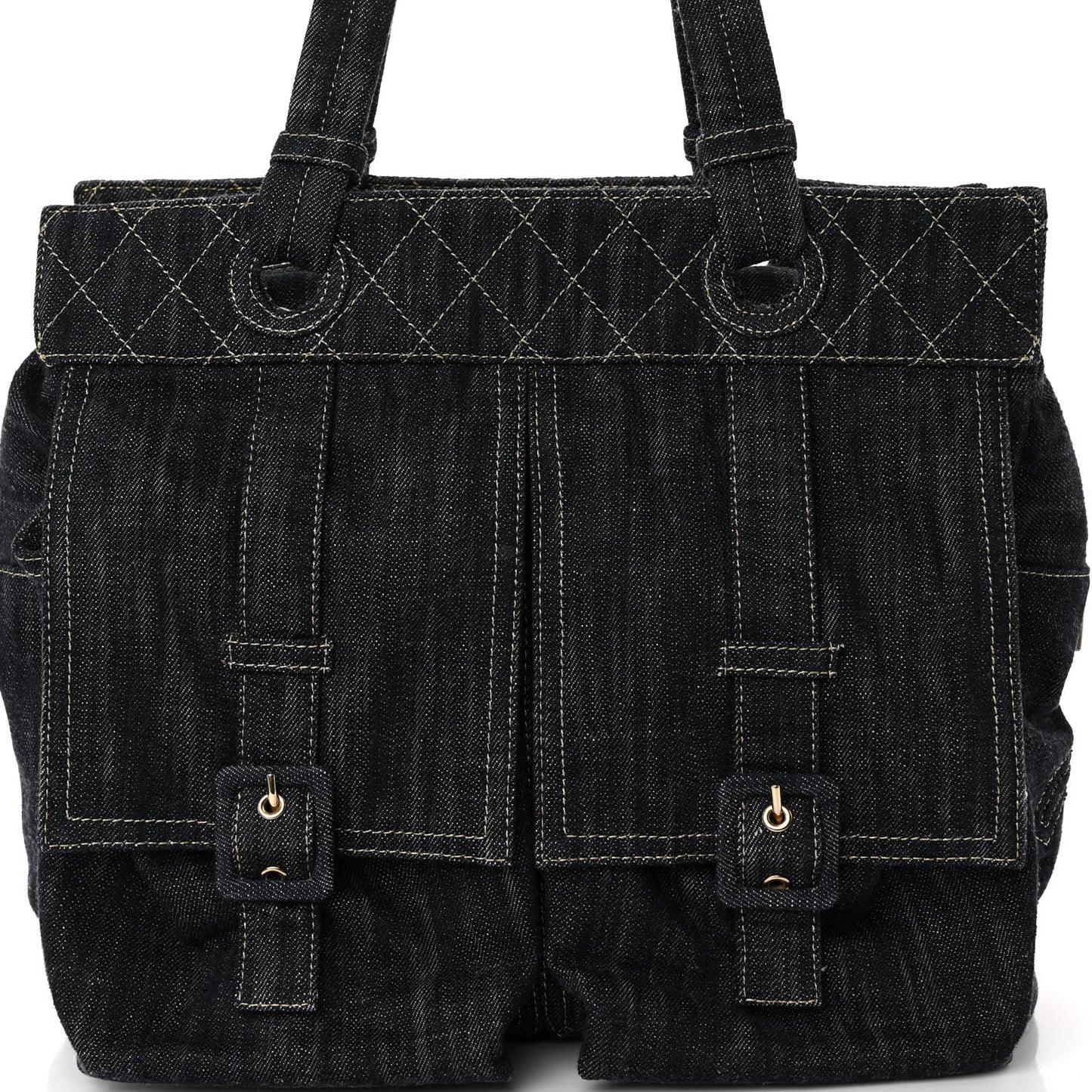 Denim CC Double Pocket Shoulder Bag