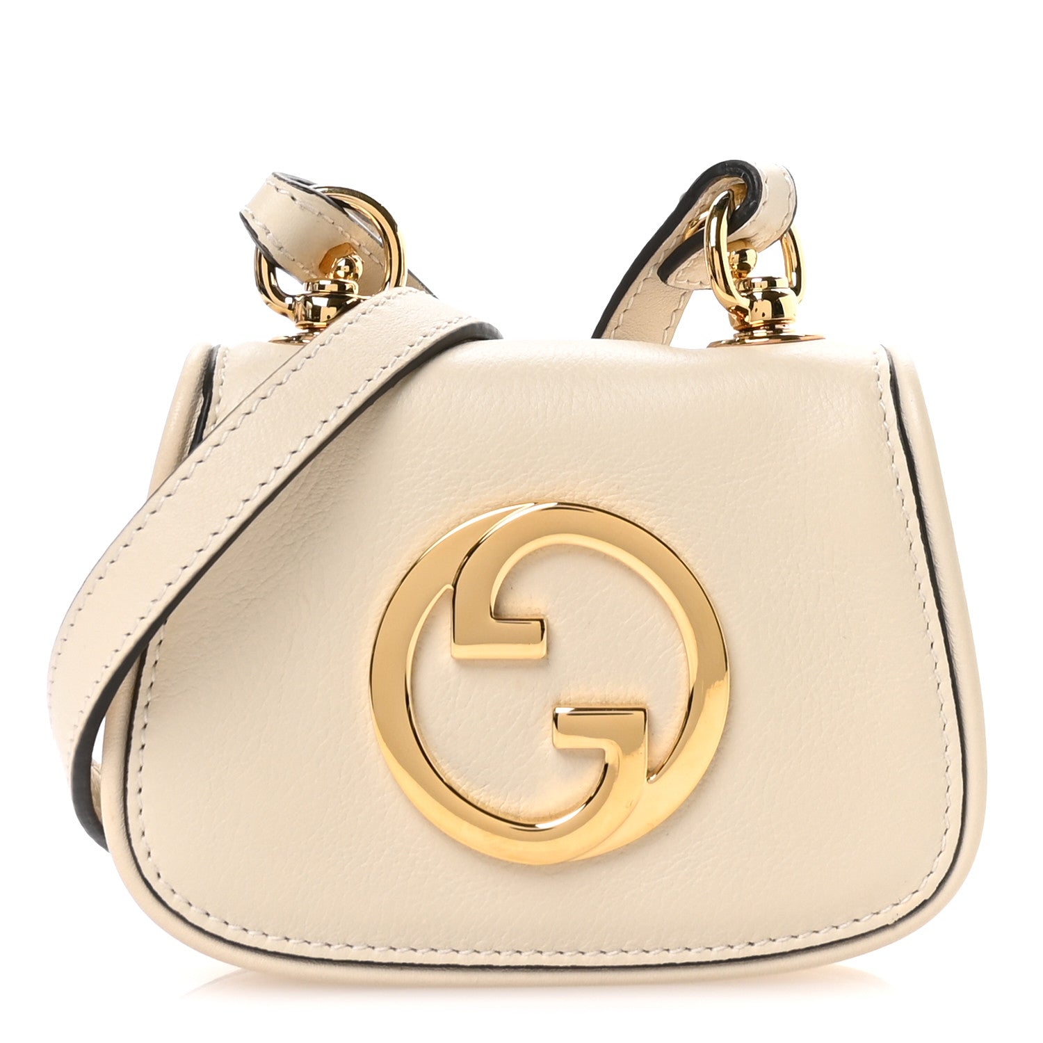 Gucci Roxy Calfskin Blondie Card Case Wallet with Strap Mystic White 1 of 10