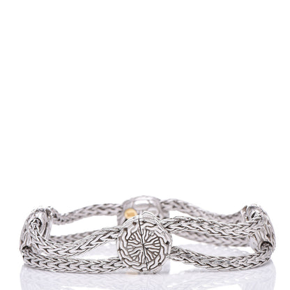 John Hardy Sterling Silver 18K White Gold Diamond Four Round Station Bracelet 3 of 4