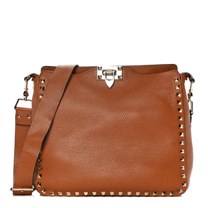 Valentino Garavani Pebbled Calfskin Small Rockstud Flip-Lock Messenger Bag Light Cuir 1 of 21