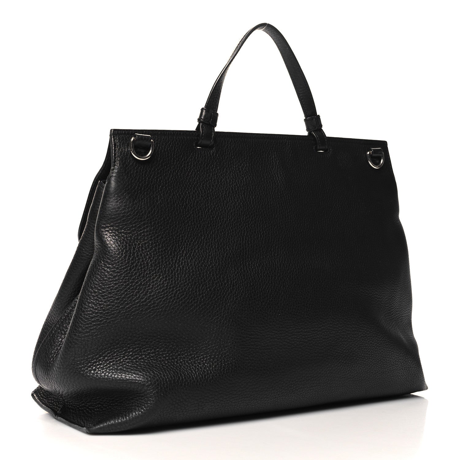 Gucci Pebbled Calfskin Large Bamboo Daily Top Handle Bag Black 3 of 10