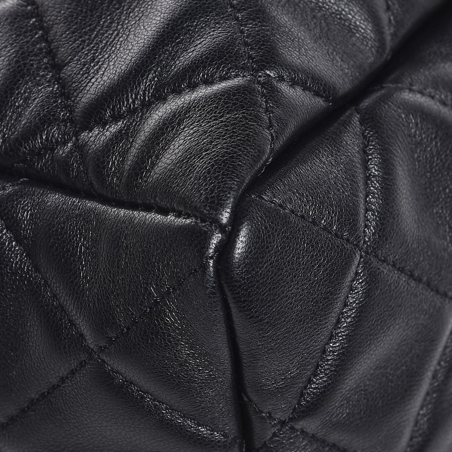 Lambskin Quilted CC Chain Drawstring Tote Black
