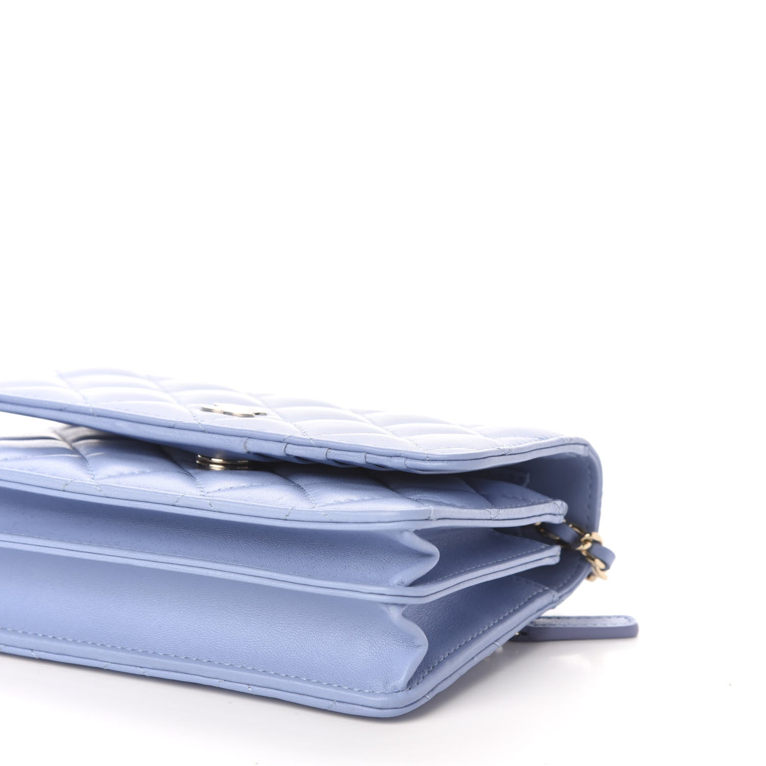 Chanel Lambskin Quilted Mini Wallet On Chain WOC Light Blue 9 of 10