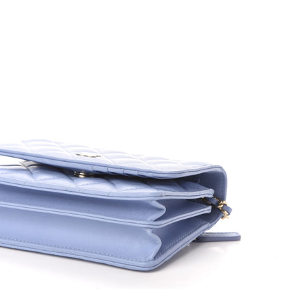 Chanel Lambskin Quilted Mini Wallet On Chain WOC Light Blue 9 of 10