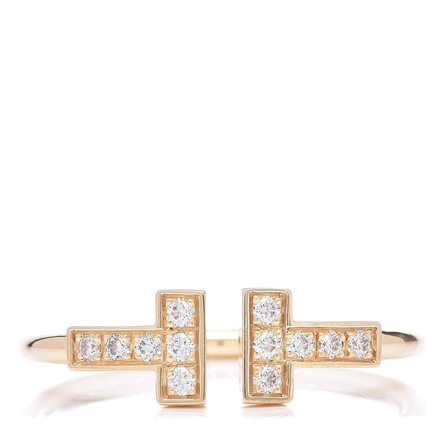 Tiffany 18K Yellow Gold Diamond T Wire Ring 54 7 1 of 4