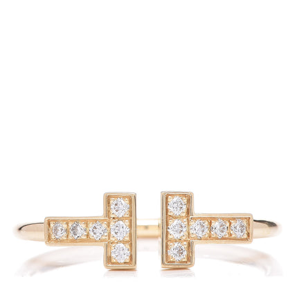 Tiffany 18K Yellow Gold Diamond T Wire Ring 54 7 1 of 4
