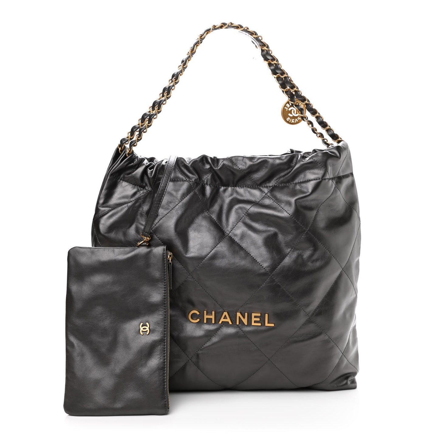 Metallic Calfskin Quilted Small Chanel 22 Ruthenium
