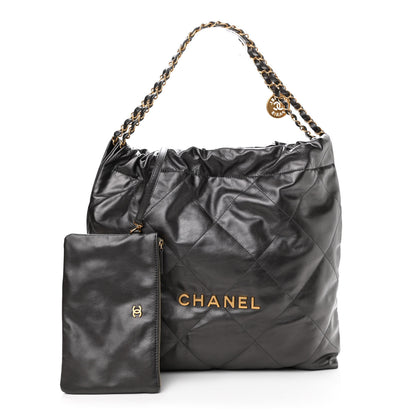 Chanel Metallic Calfskin Quilted Small Chanel 22 Ruthenium 1 of 12