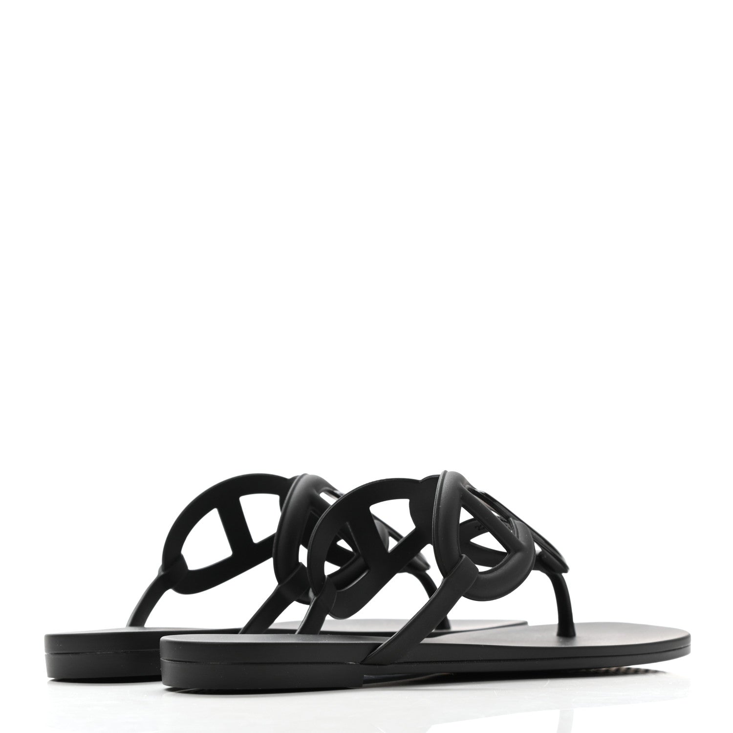 Hermes Rubber Womens Egerie Sandals 37 Black 4 of 8