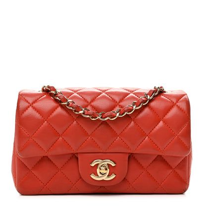 Chanel Lambskin Quilted Mini Rectangular Flap Orange 1 of 10