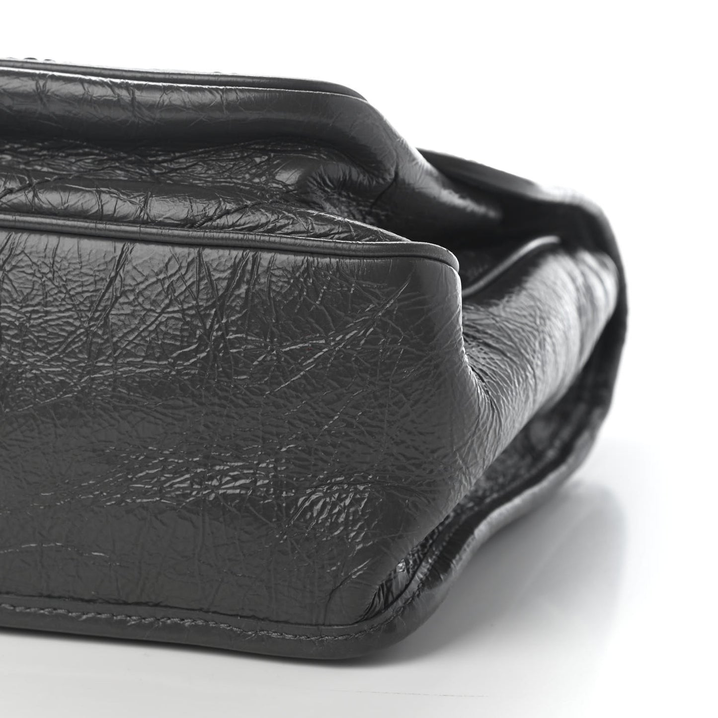 Crinkled Calfskin Matelasse Monogram Medium Niki Chain Satchel Asphalt