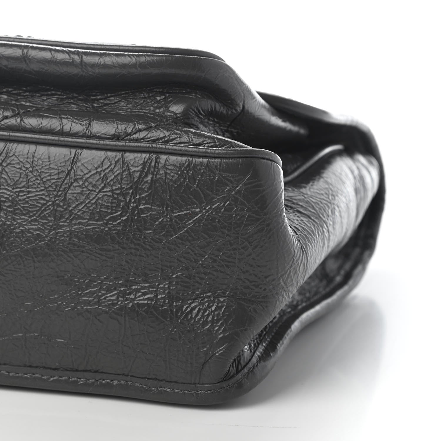 Saint Laurent Crinkled Calfskin Matelasse Monogram Medium Niki Chain Satchel Asphalt 8 of 10