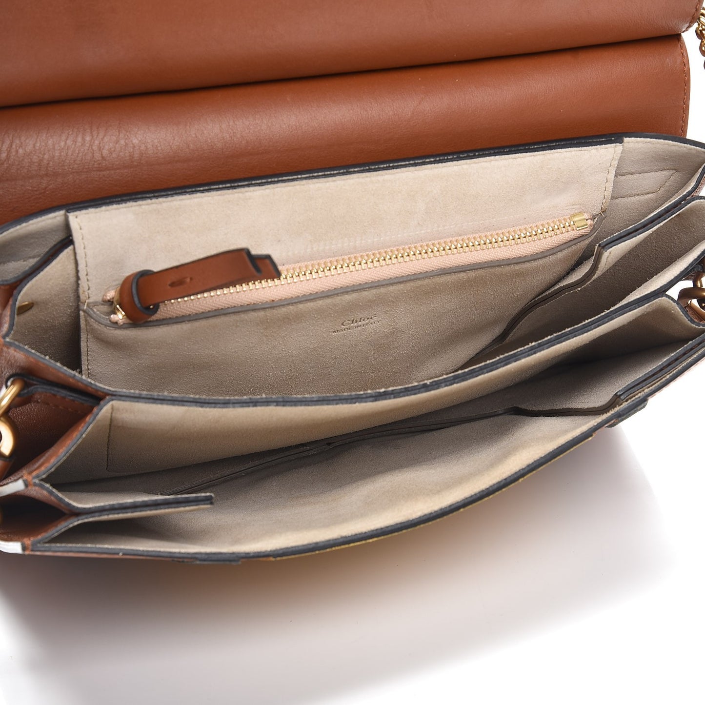 Suede Calfskin Patchwork Medium Faye Shoulder Bag Tobacco