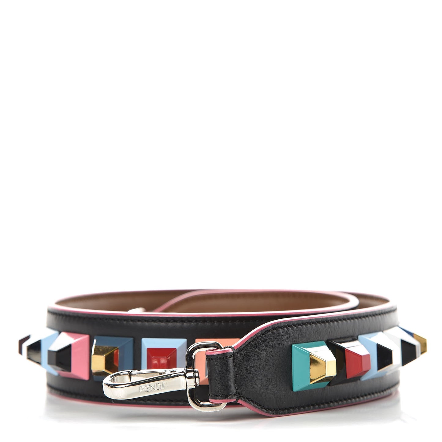 Vitello Dolce Plexiglass Bi-Color Studded Strap You Black Brownie Multicolor