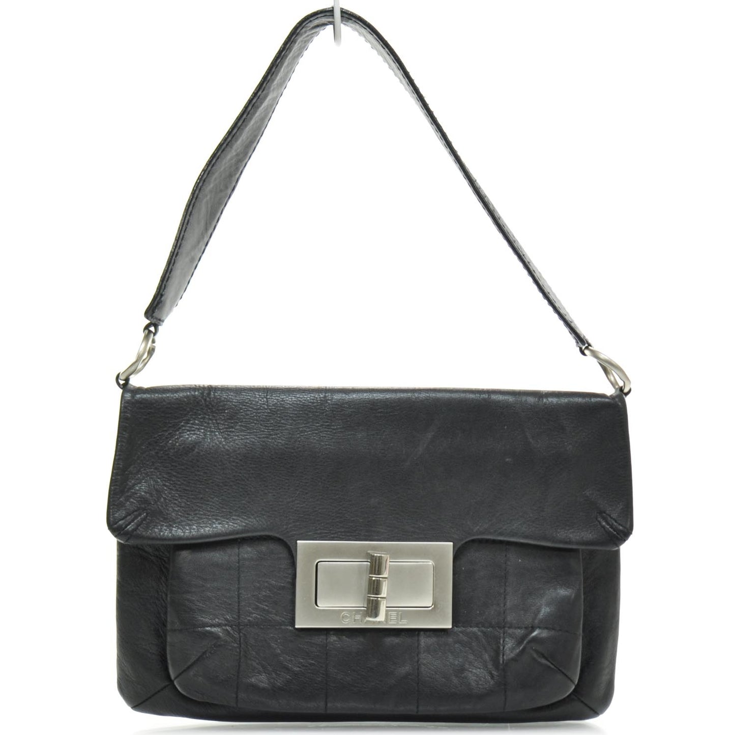 Leather Mademoiselle Flap Bag Black
