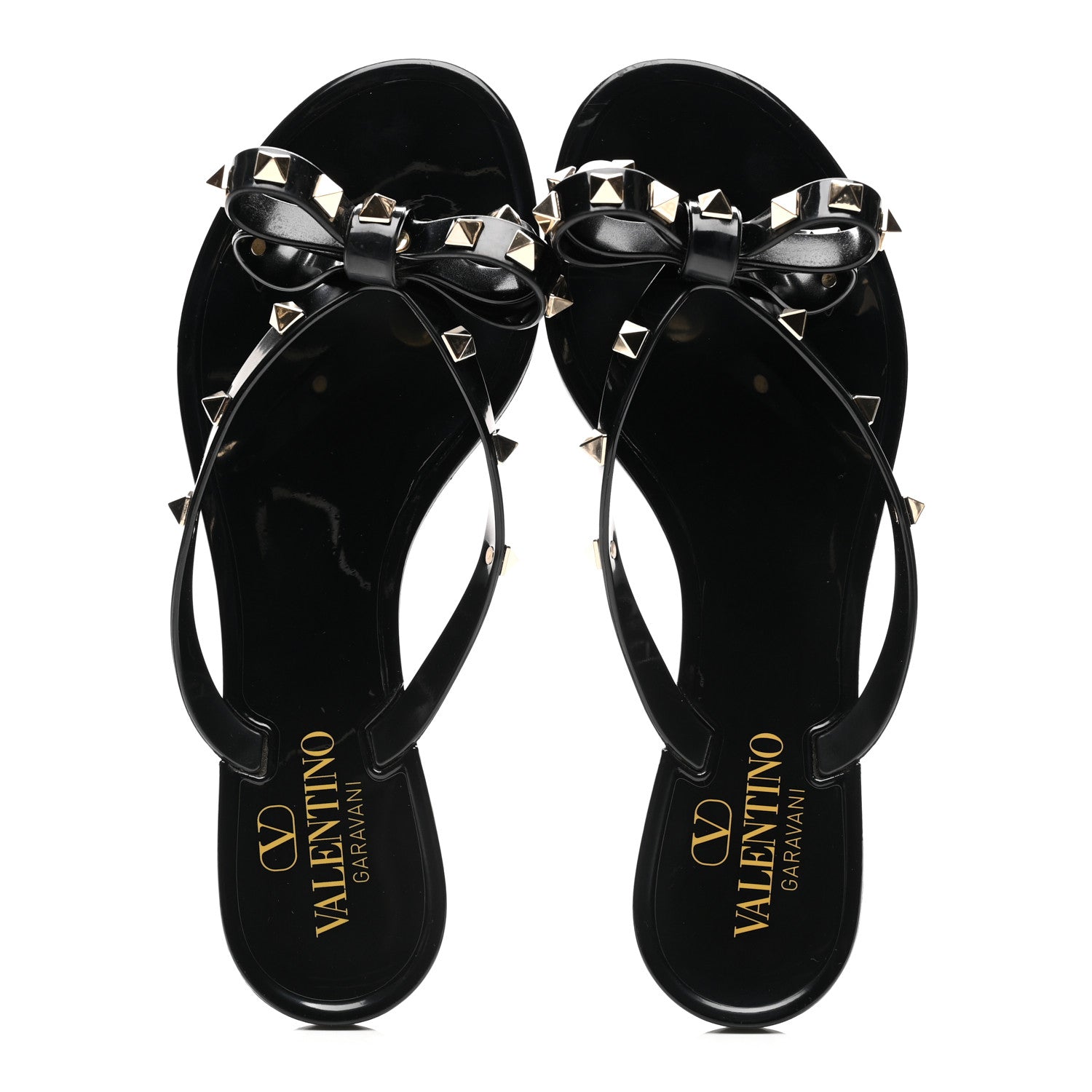 Valentino Garavani PVC Jelly Rockstud Bow Thong Sandals 37 Black 2 of 8