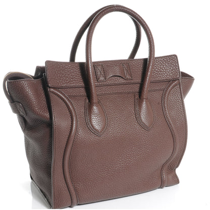 Celine Pebbled Leather Mini Luggage Bag Chocolate 3 of 7
