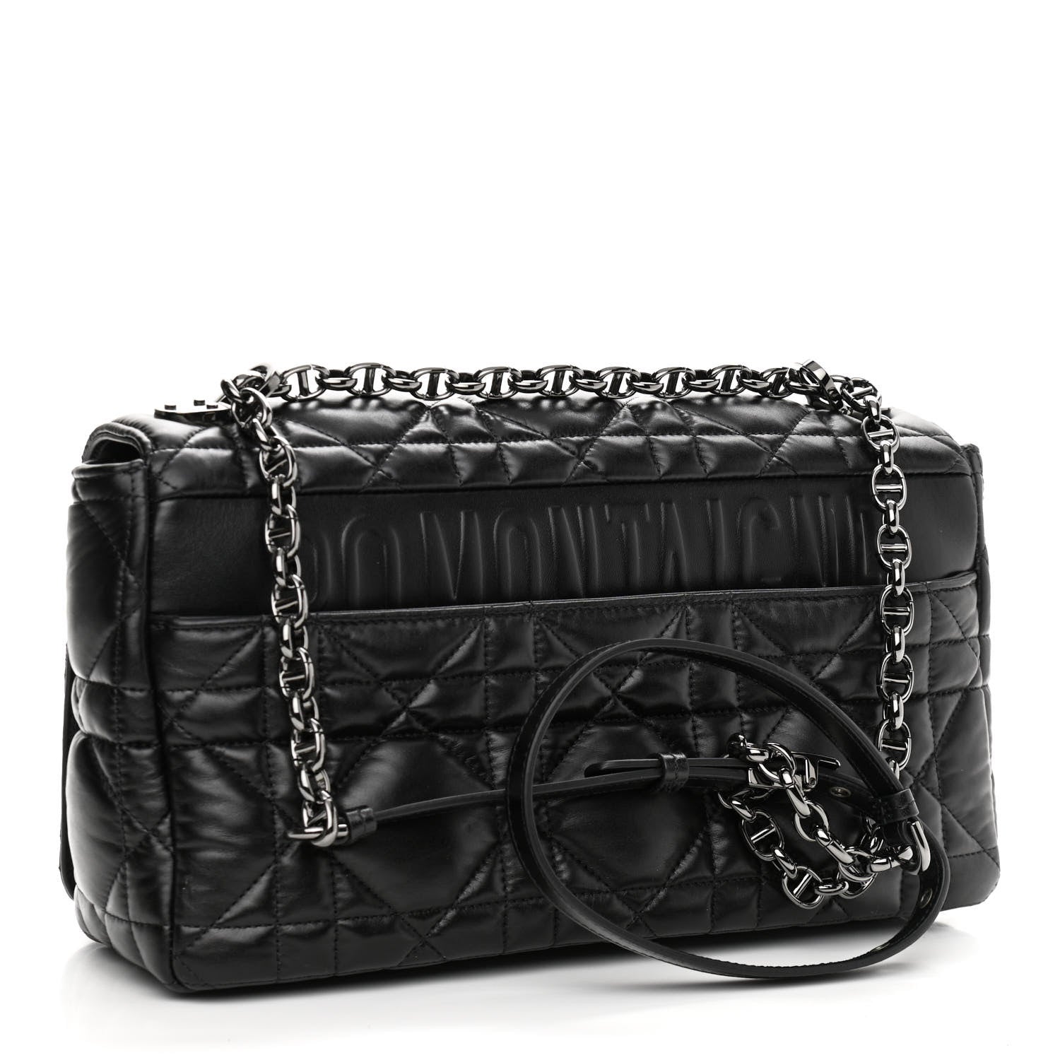 Christian Dior Calfskin Macrocannage Large Caro Bag Black 3 of 11