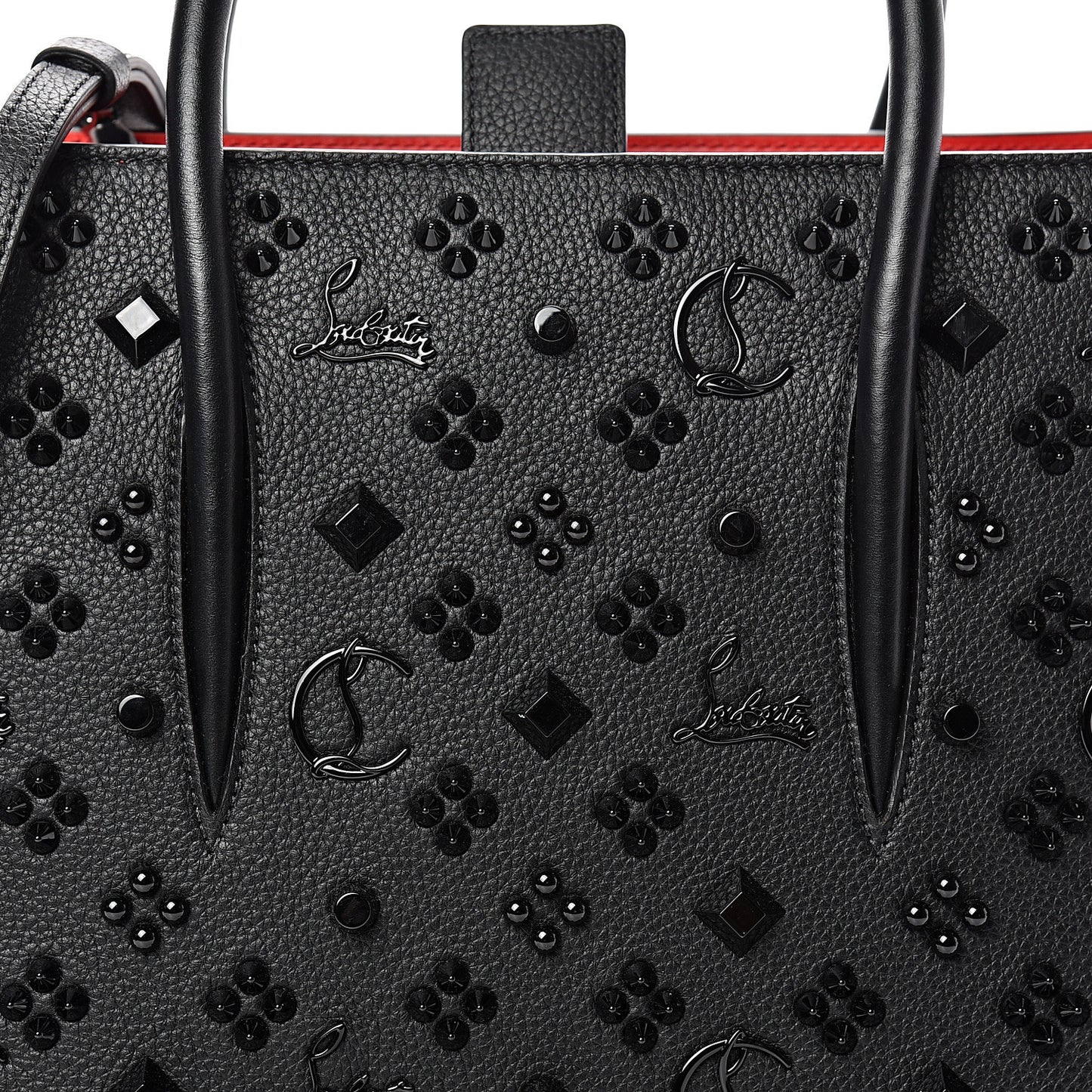 Calfskin Spikes Loubinthesky Medium Paloma Black