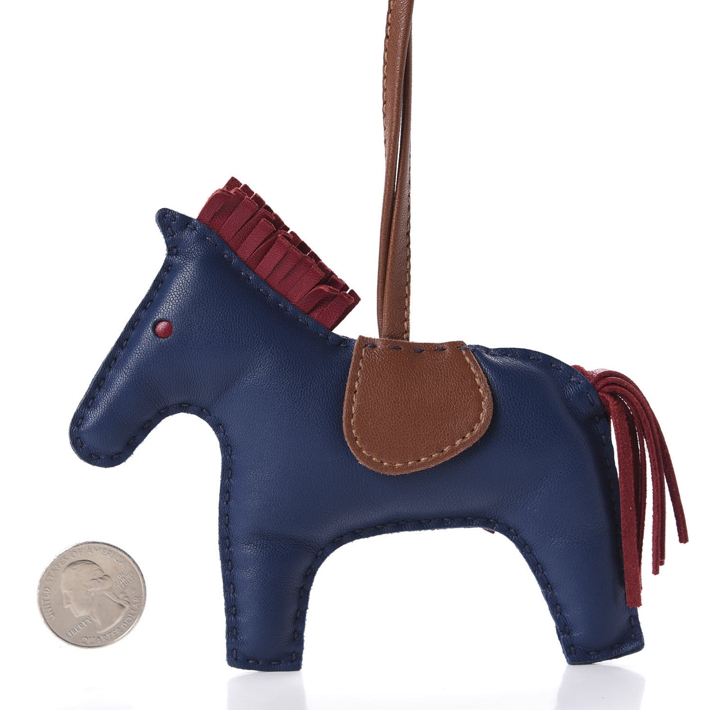 Milo Lambskin Grigri Rodeo Bag Charm PM Bleu de Malte Rubis Fauve