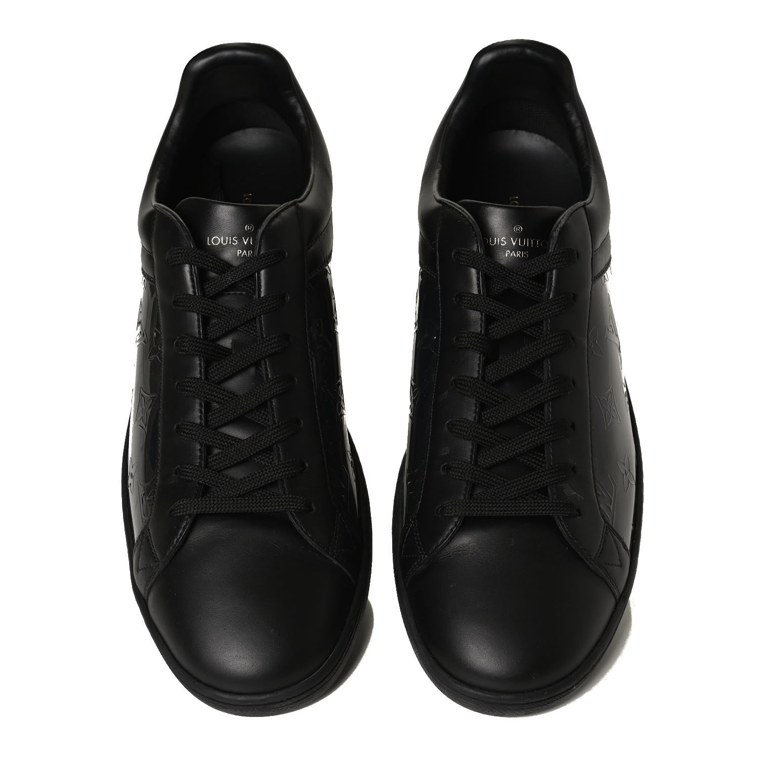 Louis Vuitton PVC Calfskin Monogram Mens Sneakers 9.5 Black 5 of 11