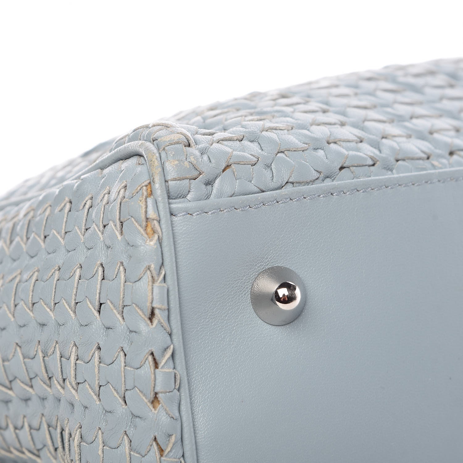 Christian Dior Lambskin Woven Medium Lady Dior Shopping Tote Light Blue 11 of 14