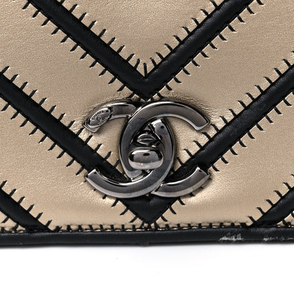 Chanel Grosgrain Chevron Quilted Couture Flap Black Gold 7 of 18