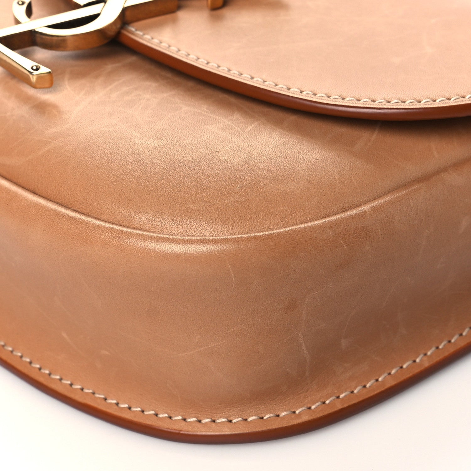 Saint Laurent Smooth Vintage Calfskin Small Kaia Satchel Brown Gold 10 of 14