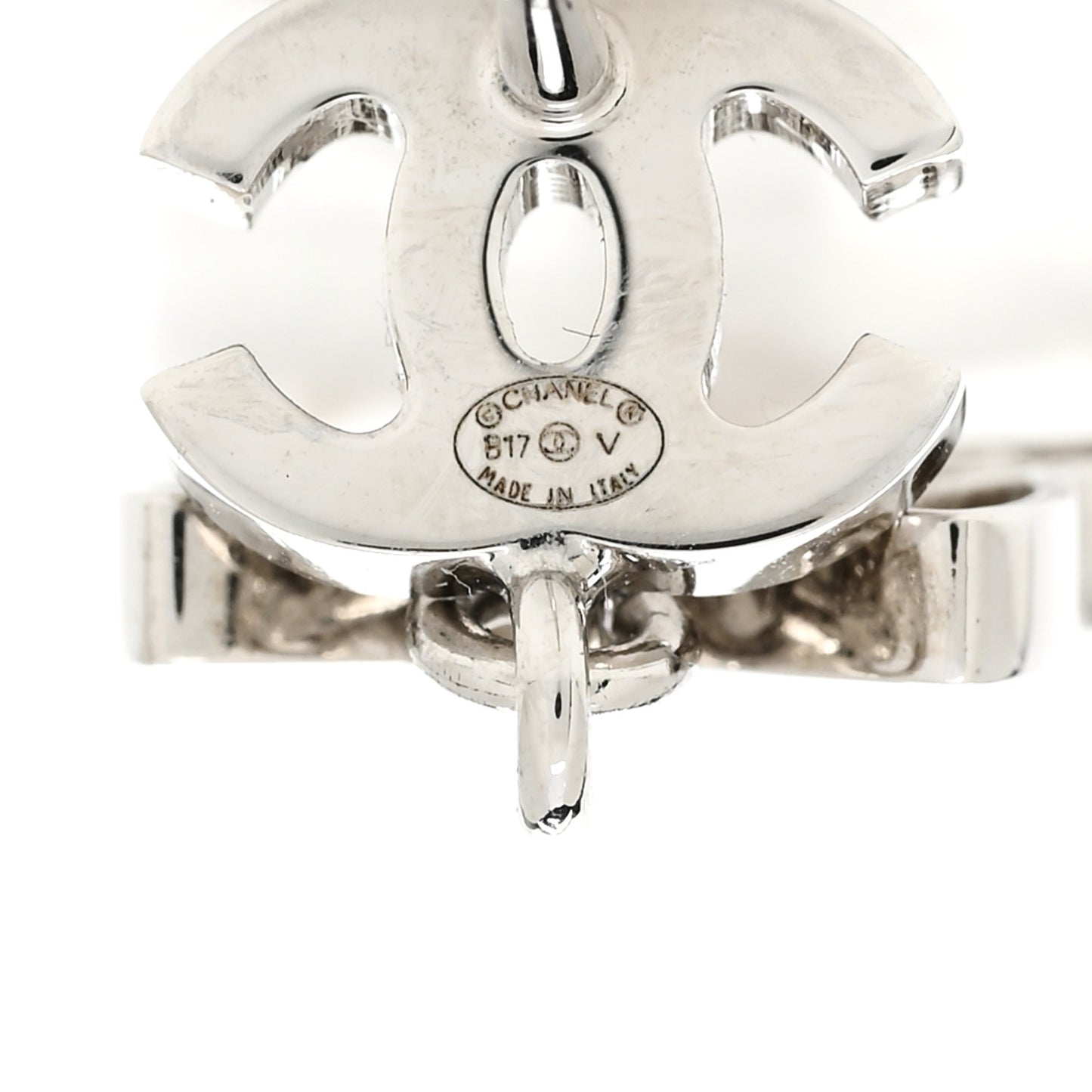 Crystal Emoji Choupette Cat CC Earrings Silver