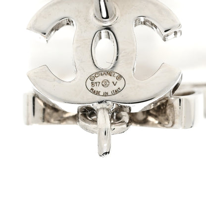Chanel Crystal Emoji Choupette Cat CC Earrings Silver 4 of 5