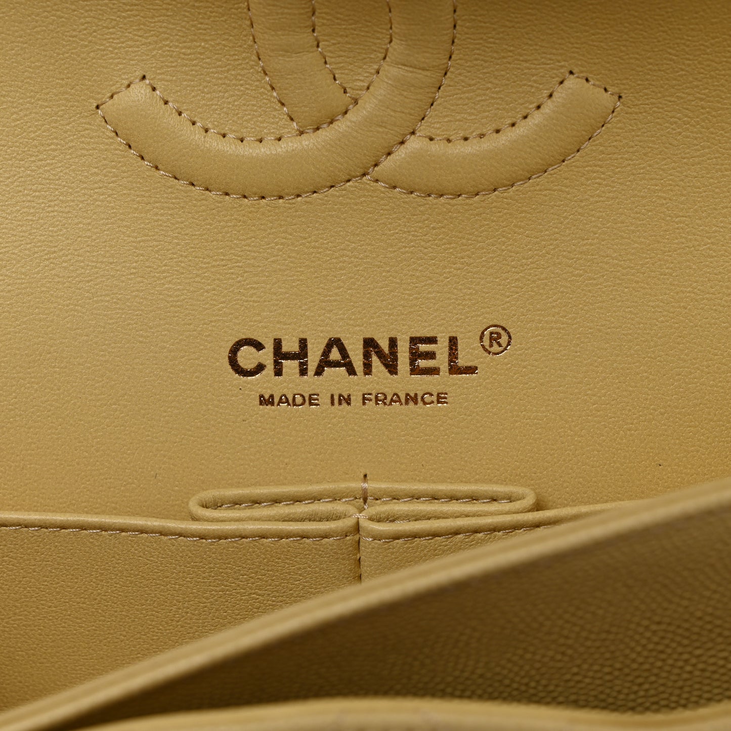 Caviar Quilted Medium Double Flap Yellow