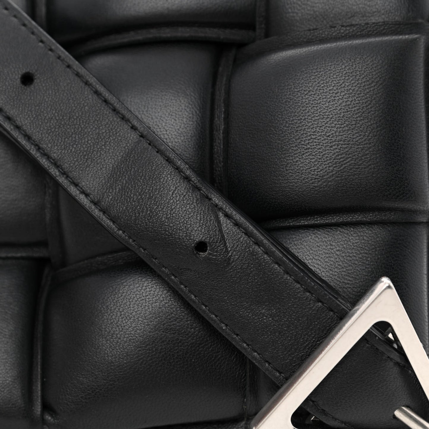 Nappa Maxi Intreccio Padded Cassette Crossbody Bag Black