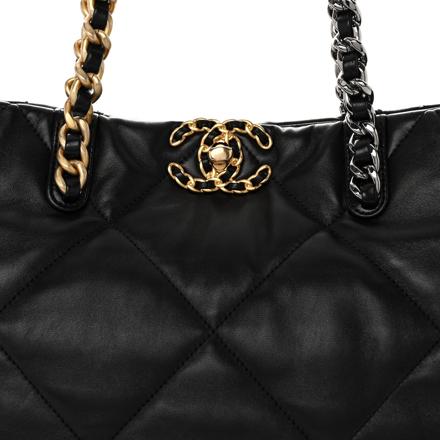 Chanel Lambskin Quilted Chanel 19 East West Shopping Bag Black 8 of 11