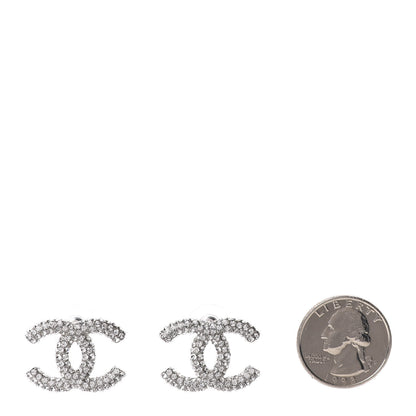 Chanel Crystal CC Treasure Chest Earrings Silver 2 of 5
