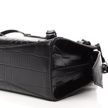 Balenciaga Semi Shiny Calfskin Crocodile Embossed Neo Classic Black Hardware Mini City Black 7 of 10