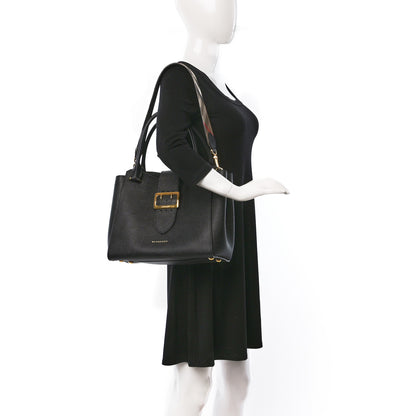Burberry Soft Grain Calfskin Medium Buckle Tote Black 2 of 9