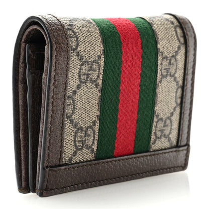 Gucci GG Supreme Monogram Web Ophidia Card Case Beige New Acero 3 of 6