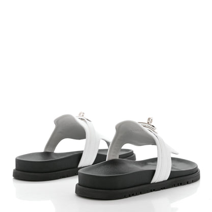 Hermes Calfskin Womens Empire Sandals 37 White 4 of 11