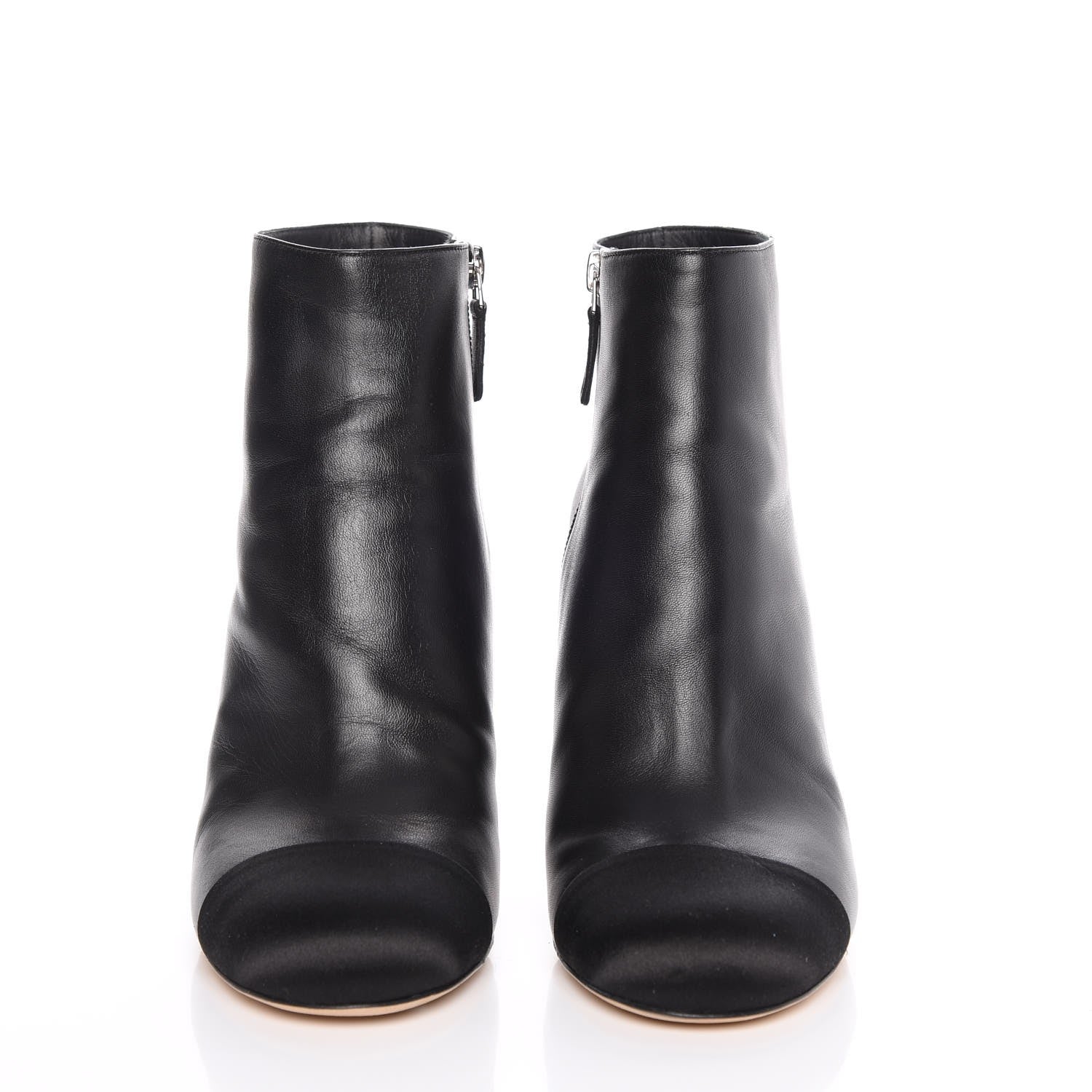 Chanel Lambskin Satin Cap Toe Ankle Boots 39 Black 2 of 10