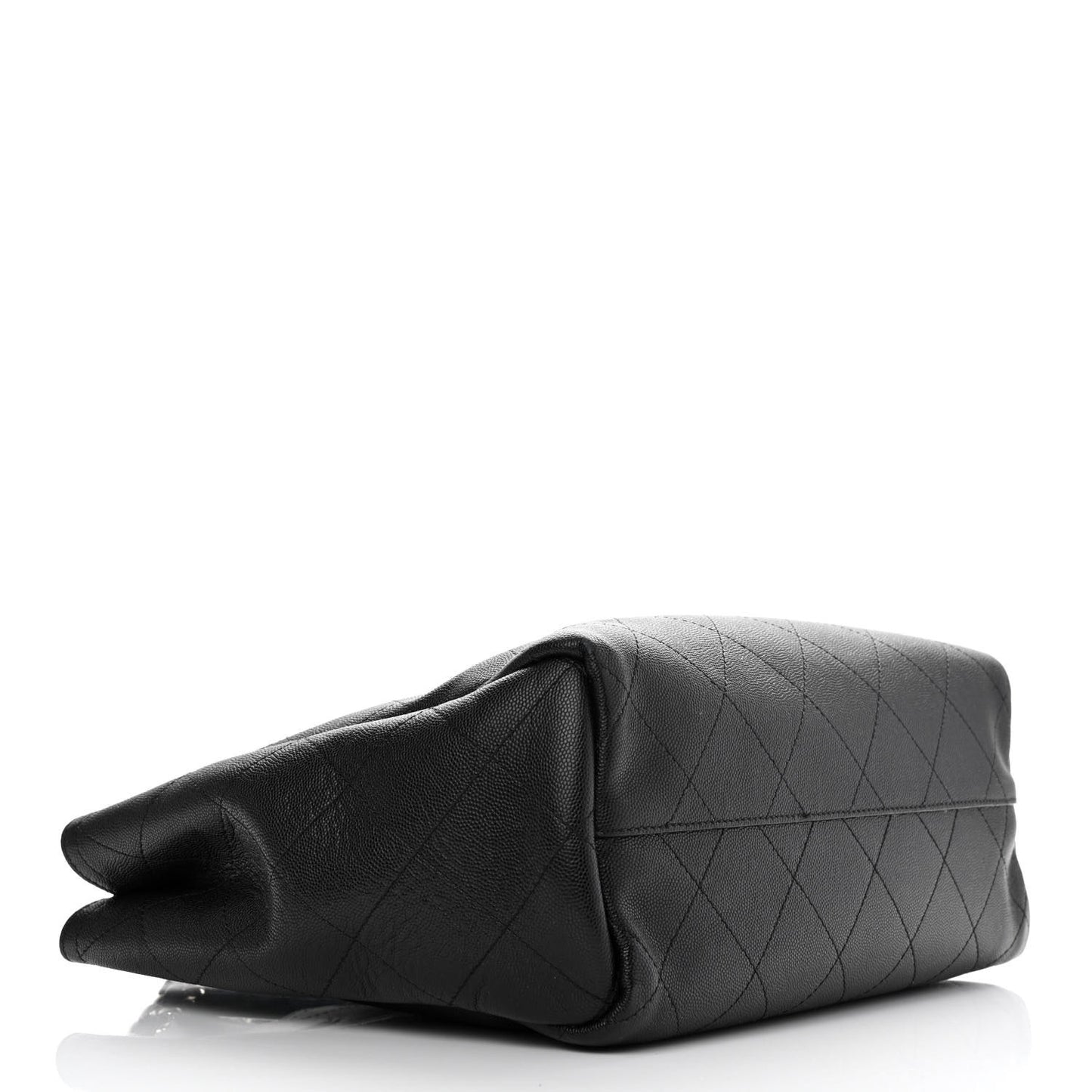 Caviar Stitched Medium Lady Coco Shopping Tote Black