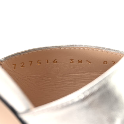 Gucci Metallic Nappa Rose 95mm Open Toe Pumps 38.5 Argento 7 of 9