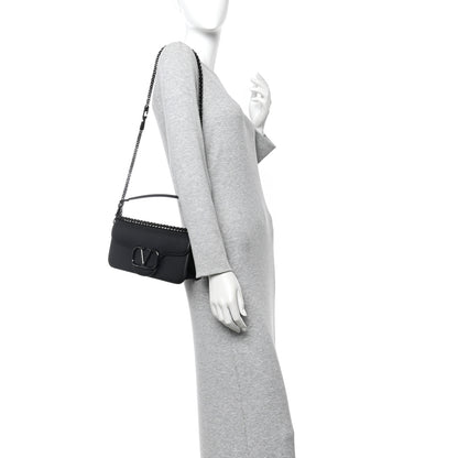 Valentino Garavani Calfskin Monochrome Vlogo Loco Shoulder Bag Black 2 of 10