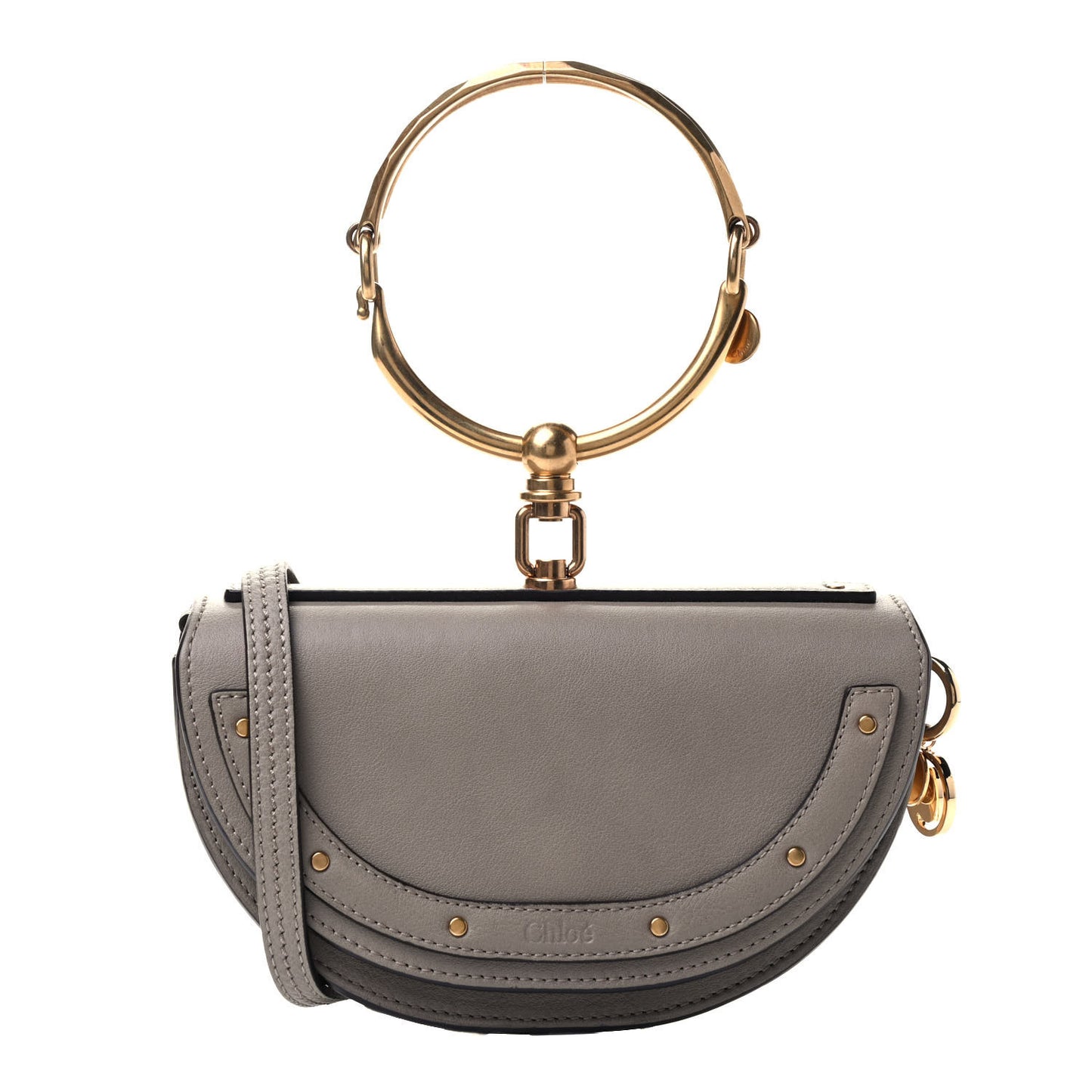 Calfskin Small Nile Bracelet Minaudiere Bag Motty Grey