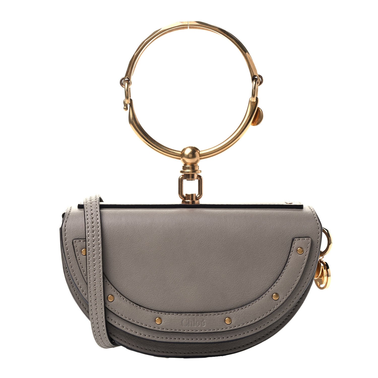 Chloe Calfskin Small Nile Bracelet Minaudiere Bag Motty Grey 1 of 4