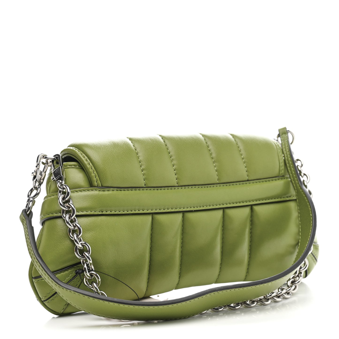 Nappa Vertical Matelasse Small Maxi Horsebit Chain Shoulder Bag Green