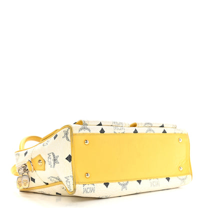 MCM Visetos Satchel White Yellow 4 of 16