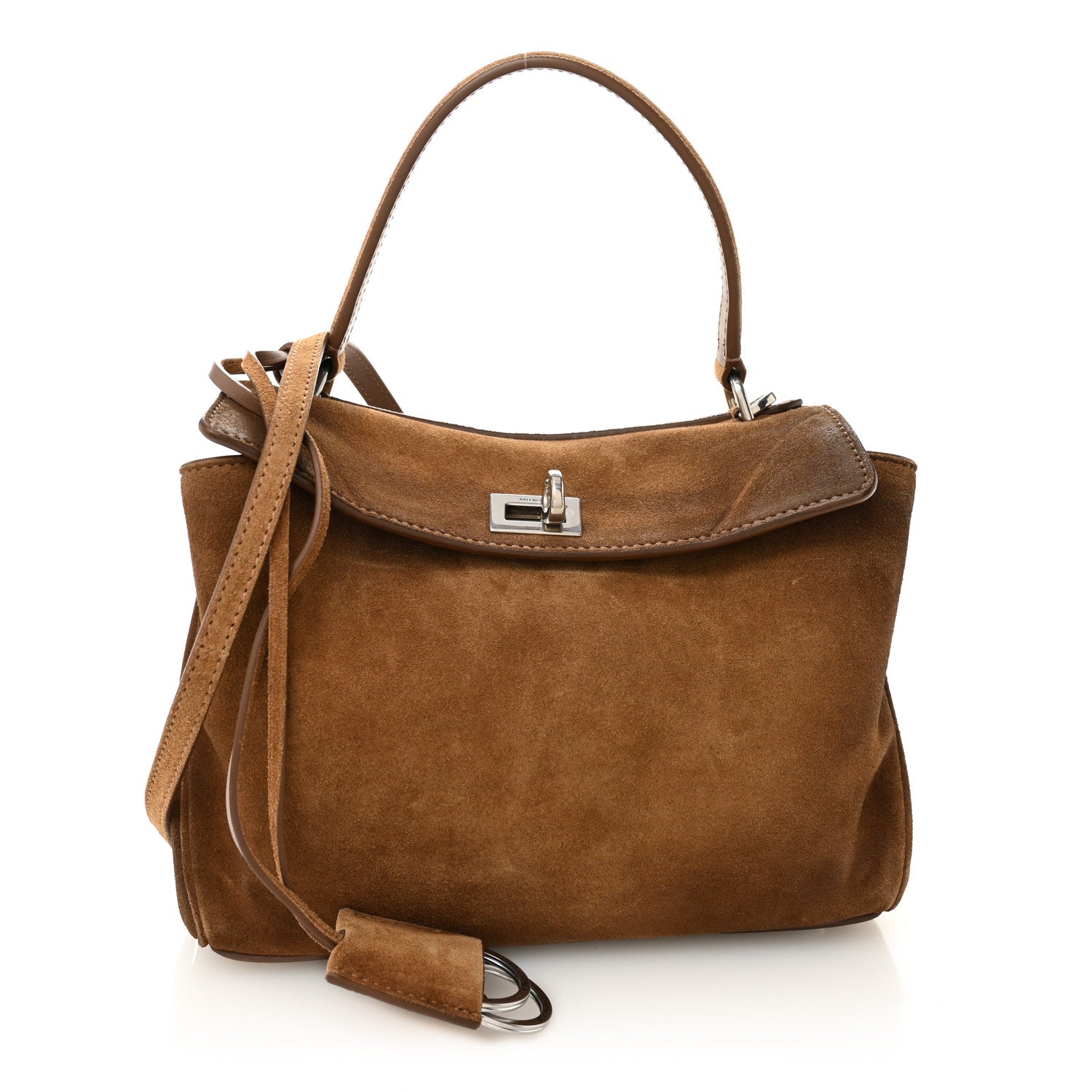 Balenciaga Waxed Suede Mini Rodeo Top Handle Handbag Camel 1 of 11