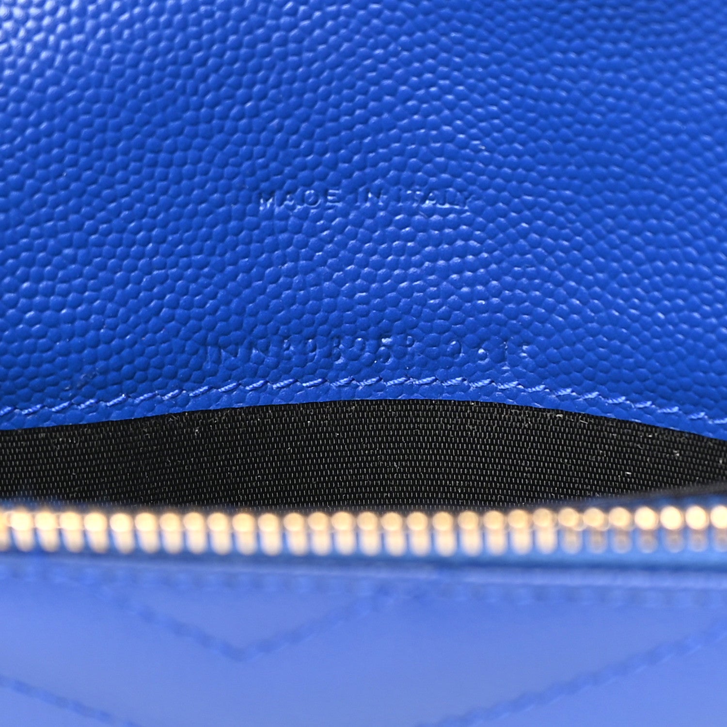 Saint Laurent Grain De Poudre Matelasse Chevron Monogram Envelope Chain Wallet Blue Majorelle 8 of 13