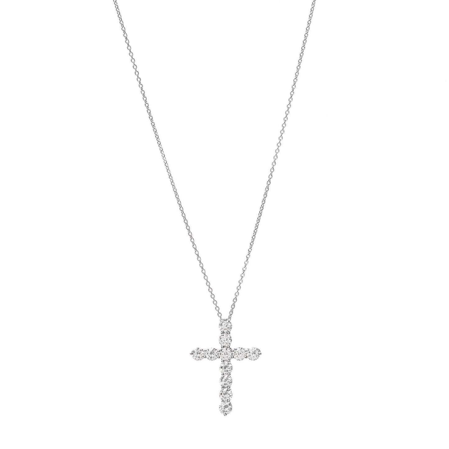 Platinum Diamond Large Cross Pendant Necklace