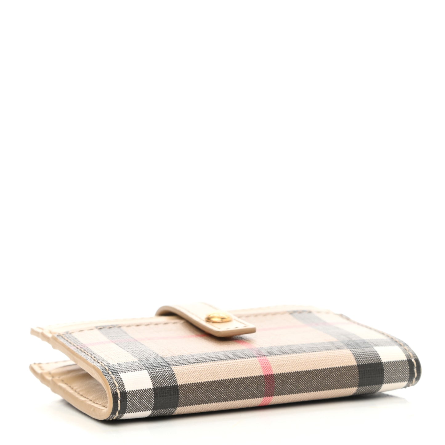 Coated Canvas House Check Folding Wallet Beige